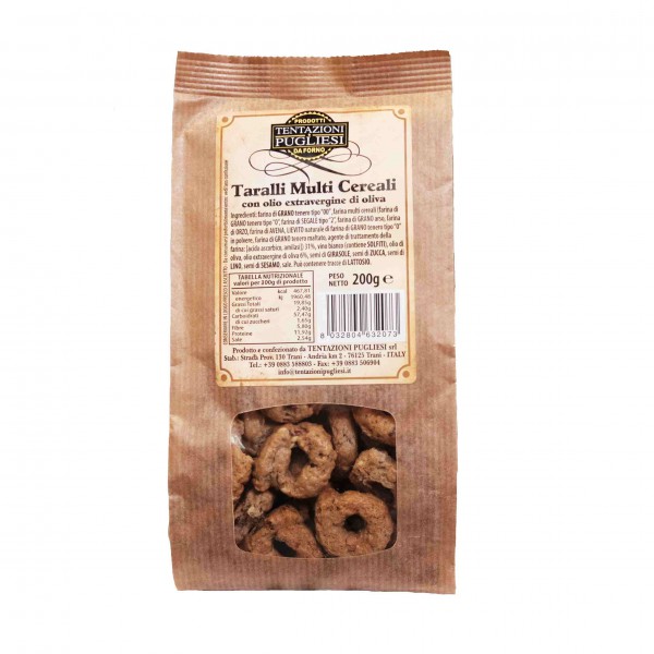Multi-cereal taralli with extra virgin olive oil - 200 gr.
