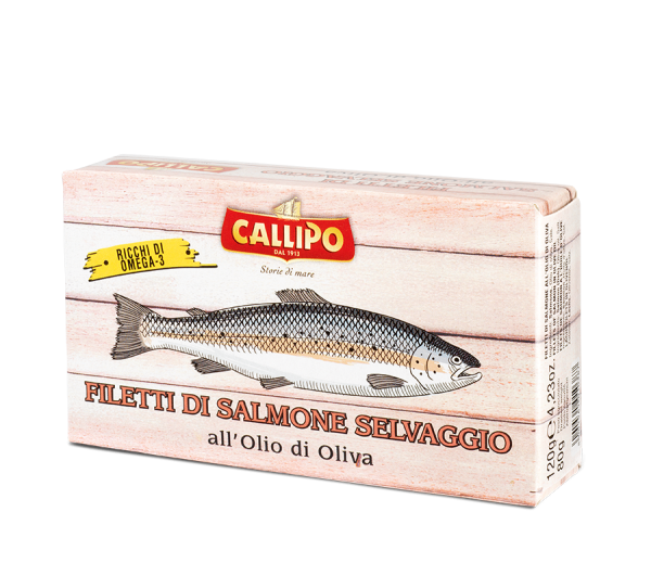 Wild salmon fillets in olive oil - 120 gr.