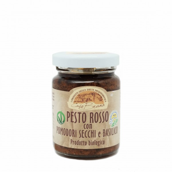 Organic pesto with dried tomatoes and basil - 90 gr.